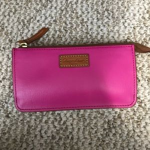 Pink and brown zipper pouch